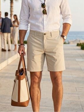 Vineyard Vines Beige Flat-Front Men's Shorts